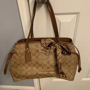 Coach Signature C satchel with ponytail scarf
